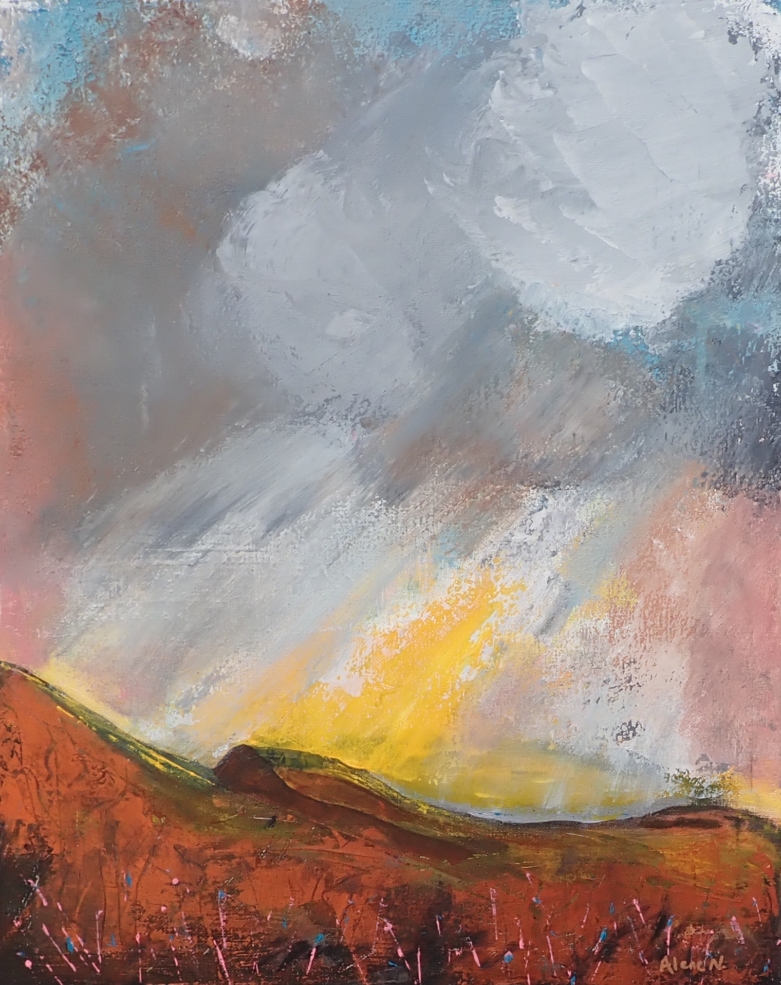 Earth Meets Sky — acrylic painting by Alene Nitzky, private collection Denver, Colorado